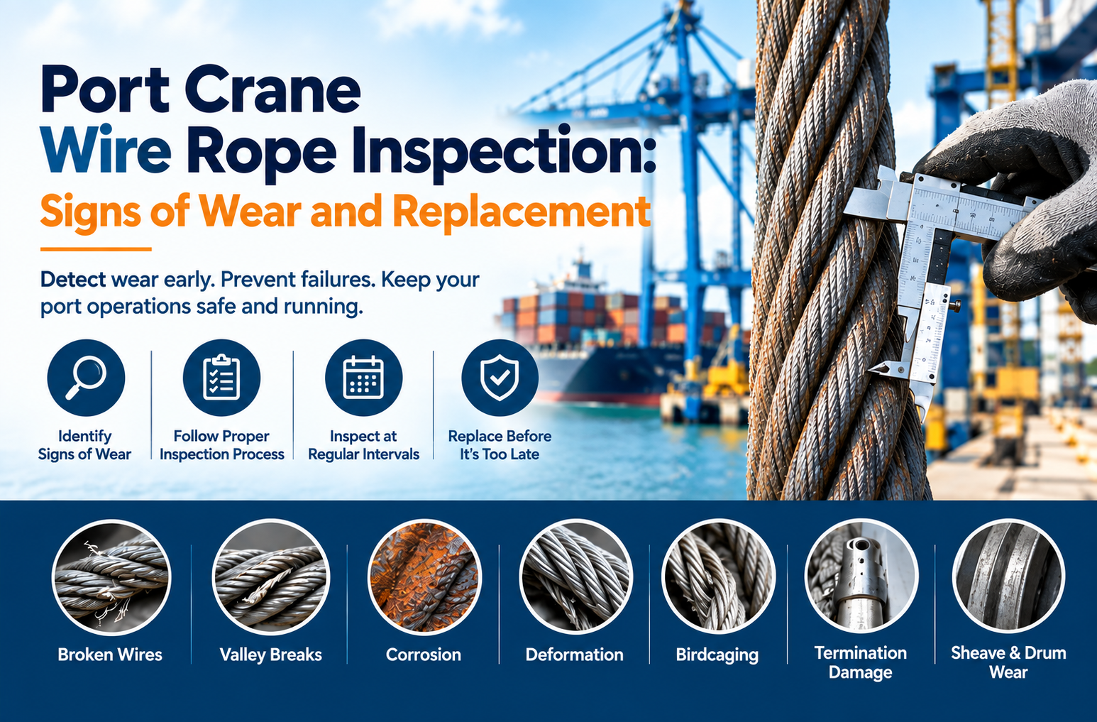 Port Crane Wire Rope Inspection: Signs of Wear and Replacement